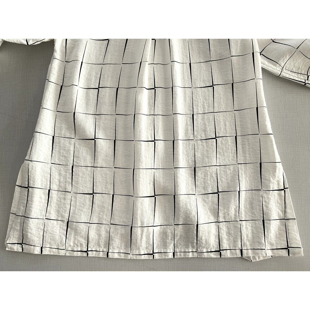 John Mark Wms Sz S Grid A-Line Tunic Top White Lagenlook Casual Breezy Relaxed - Picture 13 of 16